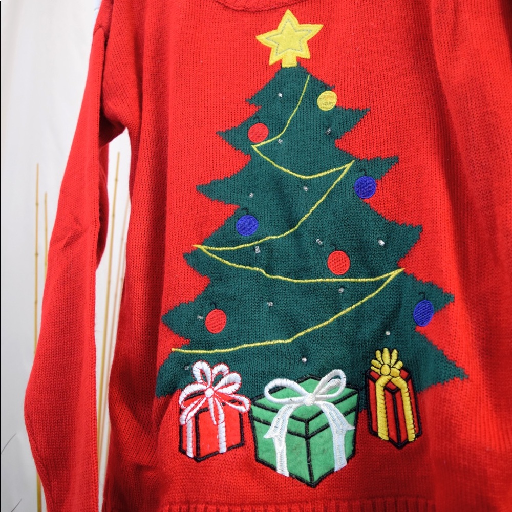 Red Christmas Tree Sweater. - Picture 3 of 5
